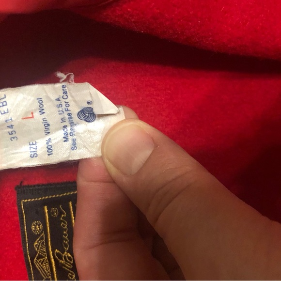 Vintage Eddie Bauer Men’s 100% Wool Winter Shirt, Red/Large - Picture 4 of 10